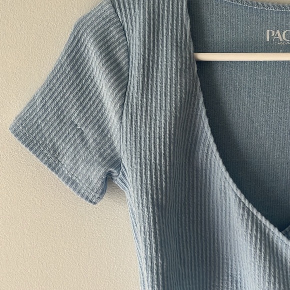 Short sleeve baby blue cropped t-shirt - Picture 5 of 5